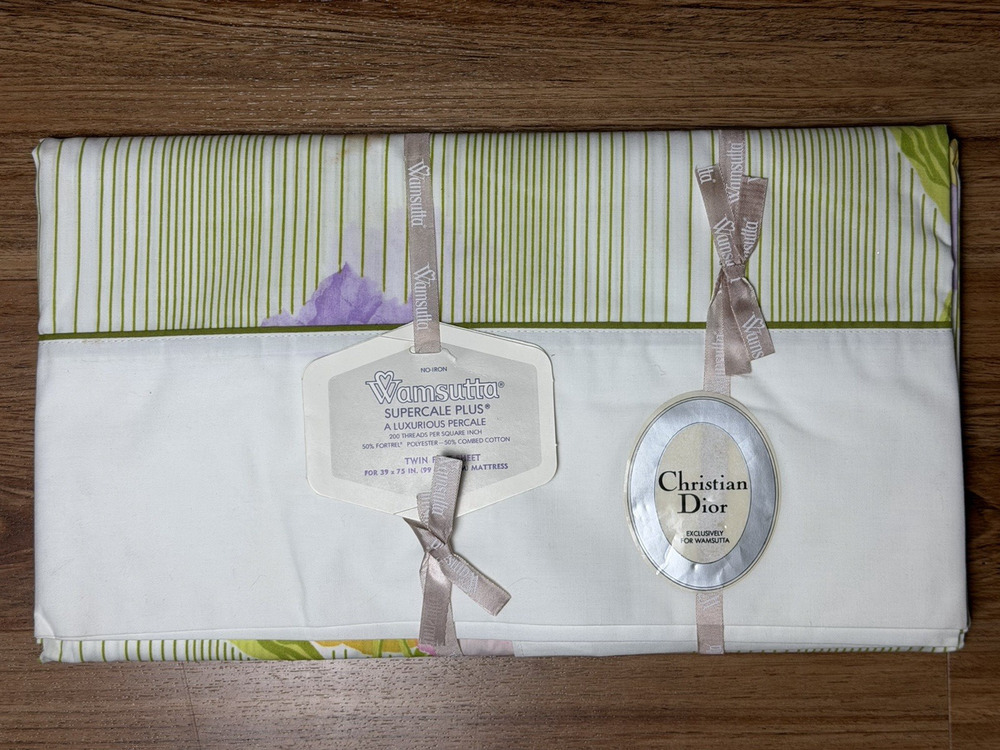 Vintage CHRISTIAN DIOR Wamsutta No Iron Dior Twin Flat Sheet La Tulipe Tulip